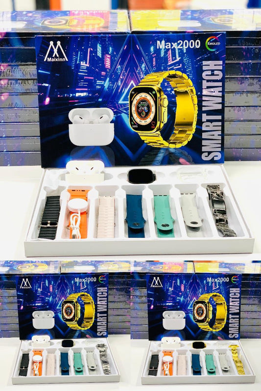 i20 or Max 2000 Smart Watch Ultra - 7 Straps + Airpods 2 Pro